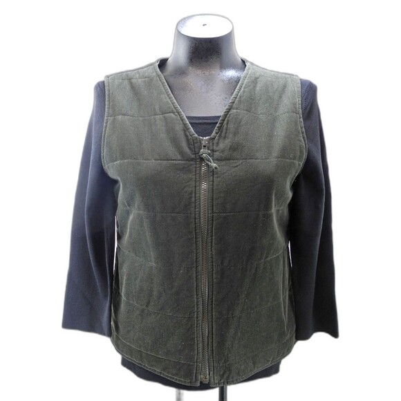 Eddie Bauer Olive Green Corduroy Collins Bay Vest - Zip Front - Women's Size XS - Picture 1 of 7